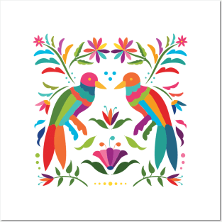 Mexican Otomí Couple of Birds by Akbaly Posters and Art